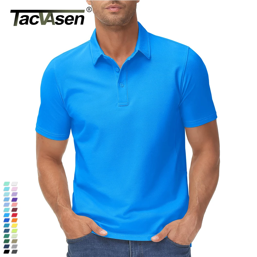 TACVASEN Yaz %72 % Pamuk Polo T-Shirt Erkek Nefes Golf polo tişört Aktif spor yürüyüş Tee gömlek Casual Çalışma Üstleri Erkek - 0