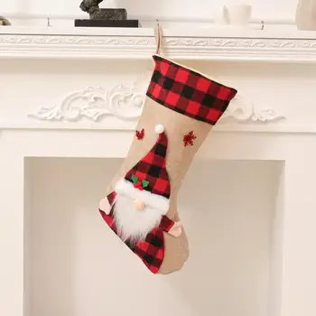 Tatil Çorap Sevimli Noel Çorap Şenlikli Noel Baba Kardan Adam Tasarımları Çocuklar için Şeker Hediye Veren Noel Ağacı