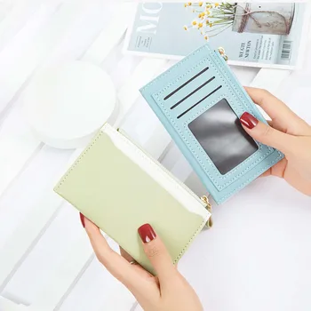 Taze Tarzı PU Deri Dikiş Renk bozuk para cüzdanı Aşınmaya Dayanıklı Ultra ince anahtar çantası Küçük Çanta Pu kart tutucu cüzdan Yeni