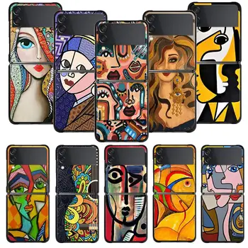 Telefon Kılıfı İçin Samsung Galaxy Z Flip 4 Z Flip3 5G Kılıf için Galaxy Z Flip PC Sert Kabuk Çapa Funda Picasso Soyut Sanat Resim