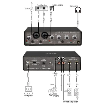 TEYUN Q-24 USB Kayıt Ses Kartı ses mikseri 4 Kanallı 24Bit / 192Khz Örnekleme Hızı Arranger K Şarkı Canlı Kayıt Ses Kartı
