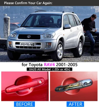 Toyota için RAV4 2001 - 2005 XA20 Krom kulp kılıfı Trim Seti 2002 2003 2004 RAV 4 Araba Aksesuarları Çıkartmalar Araba Styling