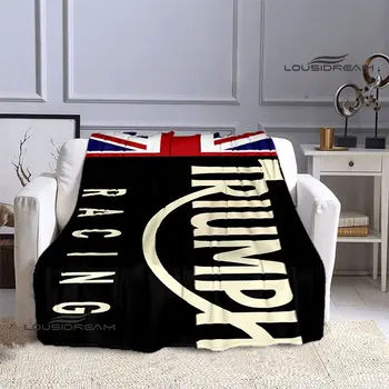 Triumph motosiklet logo baskılı battaniye çocuk sıcak battaniye Flanş battaniye Ev seyahat battaniyesi doğum günü hediyesi