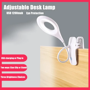 USB 5V Şarj Edilebilir esnek LED Masa masa lambası Dokunmatik Klip Gooseneck Masaüstü Gece Lambası Ev Çocuklar İçin Çalışma Okuma Kitap