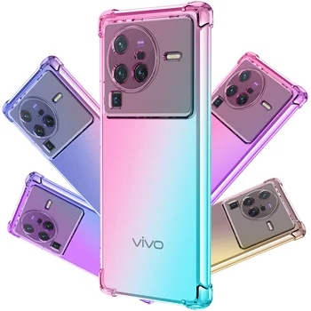 VİVO X80 Pro Lite X70 Pro Artı X60 Pro Artı X60 5G Kavisli Ekran X50 Pro X30 X27 X21s telefon kılıfı, hibrid Degrade TPU Kapak
