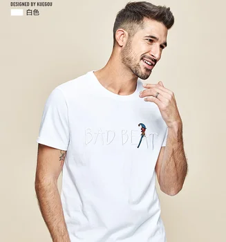 W4290-Erkek kısa kollu tişört erkek pamuklu yuvarlak boyun mektup nakış yarım kollu tişört .