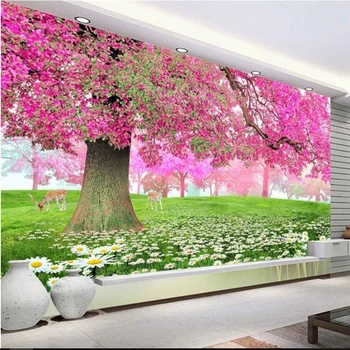 wellyu Çiçek Deniz Kiraz Ağacı Geçit 3D TV Duvar Özel Büyük Duvar Yeşil Duvar Kağıdı papel de parede para quarto