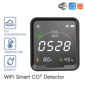 WiFi Tuya Akıllı CO2 Dedektörü Sıcaklık Nem Hava Kalitesi Dedektörü Karbon Dioksit Monitör Metre APP Kontrolü Ev Ofis için