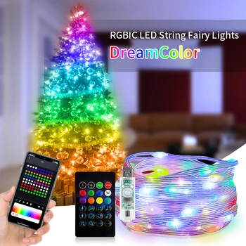 WS2812B Bluetooth LED Dize Peri İşıklar Dreamcolor RGBIC Adreslenebilir Parti Noel ışıkları Düğün Dekorasyon Garland USB 5V
