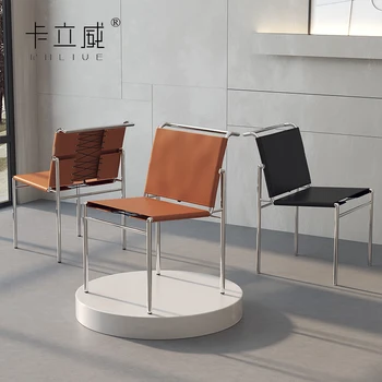 XK İskandinav Tarzı Paslanmaz Çelik Çalışma Yemek Sandalyesi Oturma Odası sandalyesi Basit Kahve dükkanı sandalyesi