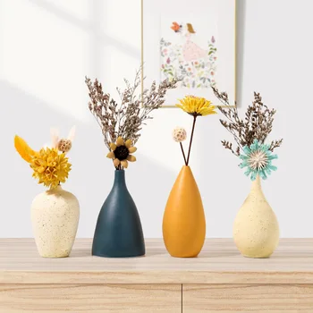 Yaratıcı Seramik Kurutulmuş Çiçek Vazo Düzenleme Basit Topraksız Çiçek Cihazı Oturma Odası Ev Dekor
