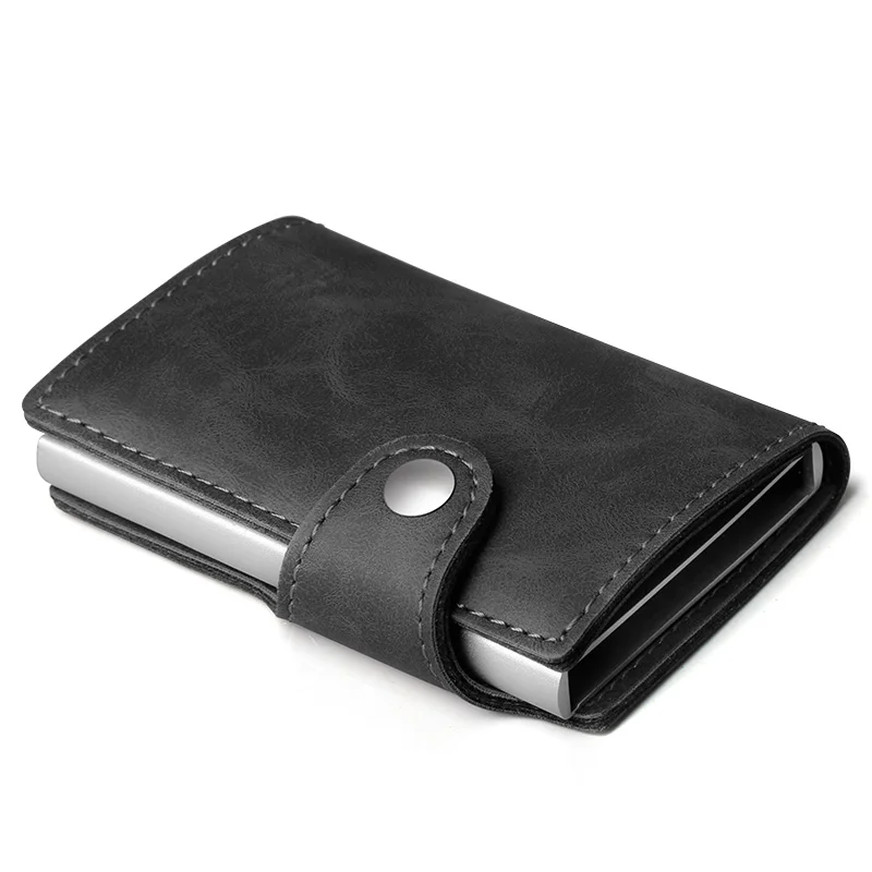 Yeni Anti-hırsızlık Yüksek Kaliteli Metal Kadın Erkek kart tutucu Rfıd Alüminyum kredi kart tutucu s Rfıd Engelleme Deri Mini cüzdan - 3