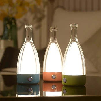 Yeni Otel Bar Şişe Tasarım Kapalı dekorasyon Gece Lambası şarap şişesi Şarj Edilebilir led masa lambası Usb şarj portu İle