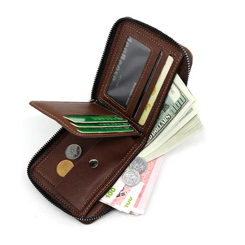 Yeni Vintage Erkekler Cüzdan Para Çantası Moda PU Yumuşak deri cüzdan kart tutucu Para Cebi Çanta Lüks kart tutucu Fermuar Purs