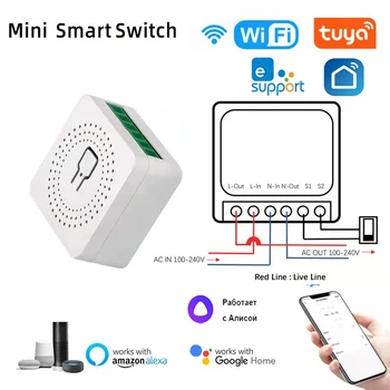 Yeni Wifi / ZigBee Mini akıllı anahtar 16A DIY ışık anahtarları 2 Yollu kablosuz Akıllı ev ile Tuya Akıllı Yaşam Alexa Alice Google