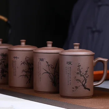 Yixing erkek Büyük Kapasiteli Boccaro Bardak Su Bardağı çay kapaklı bardak çay seti Ofis seramik fincan El Yapımı Yazı