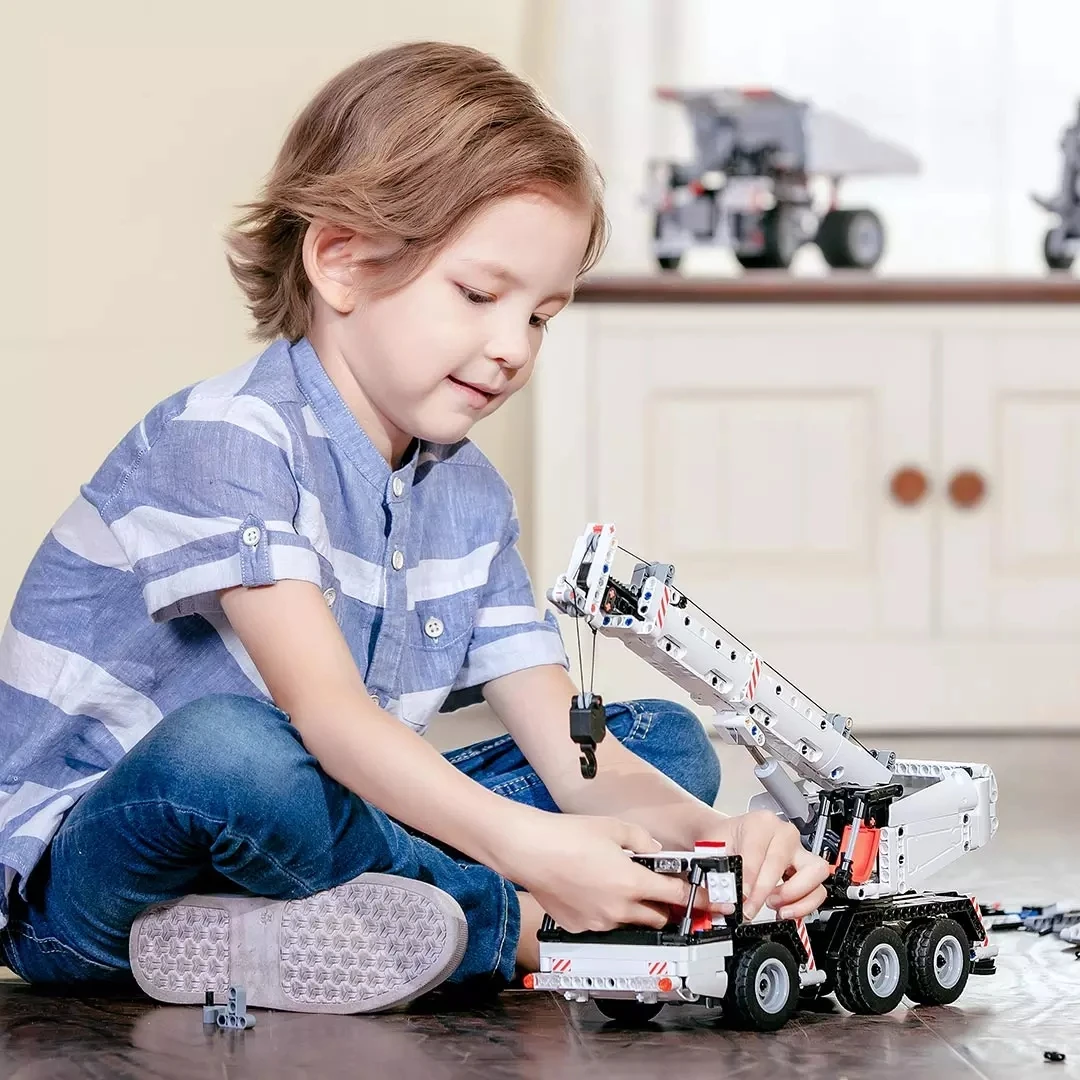YouPin ONEBOT Yapı Taşları Minyatür Mühendislik Vinç Robot Eğitim DIY oyuncak araba Mini Sürüm Kamyon Kontrol Direksiyon - 5