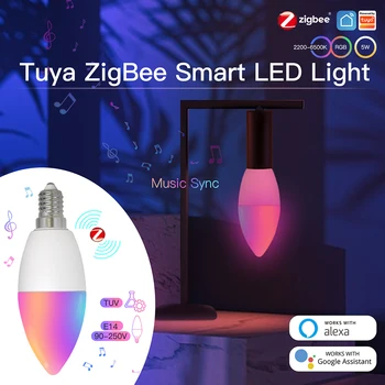 ZigBee akıllı ampul E14 taban kısılabilir ışık APP uzaktan / Ses kontrolü Müzik ritim fonksiyonu ile Çalışır Google ev Alexa