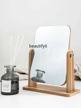 zq Yurt Masaüstü Masaüstü Kozmetik Ayna Kare Basit Ahşap boy aynası Yatak Odası Aynası
