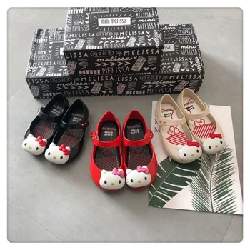 Çocuk Kız Ayakkabı Sanrio Hello Kitty Ayakkabı Mini Melissa Sandalet Toddler Kız Karikatür Kawaii plaj ayakkabısı Bebek Jöle Sandalias