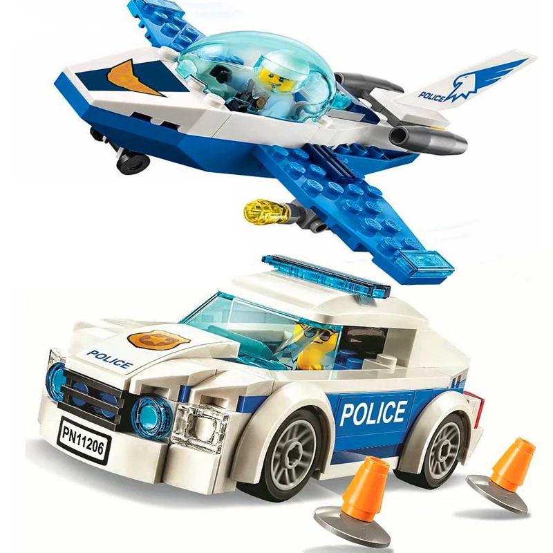 Şehir Devriye Polis Motosiklet Araba Peşinde Mahkumlar Modeli Yapı Taşları Enlighten aksiyon figürü oyuncakları Çocuklar için - 0